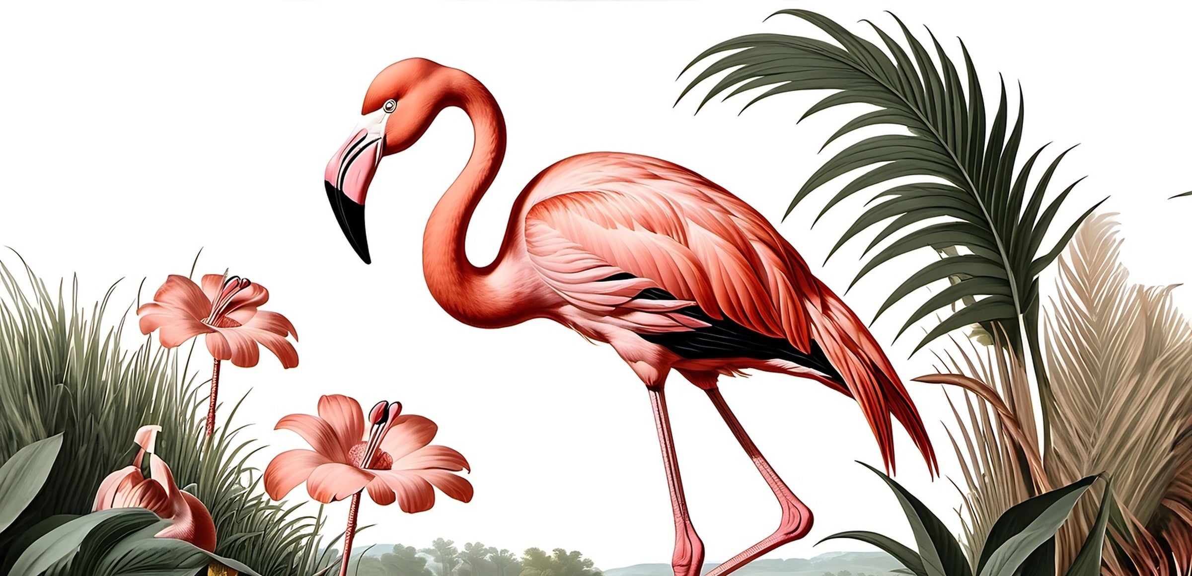Bird Wall Art collection hero - JJ Audubon's Style Flamingo
