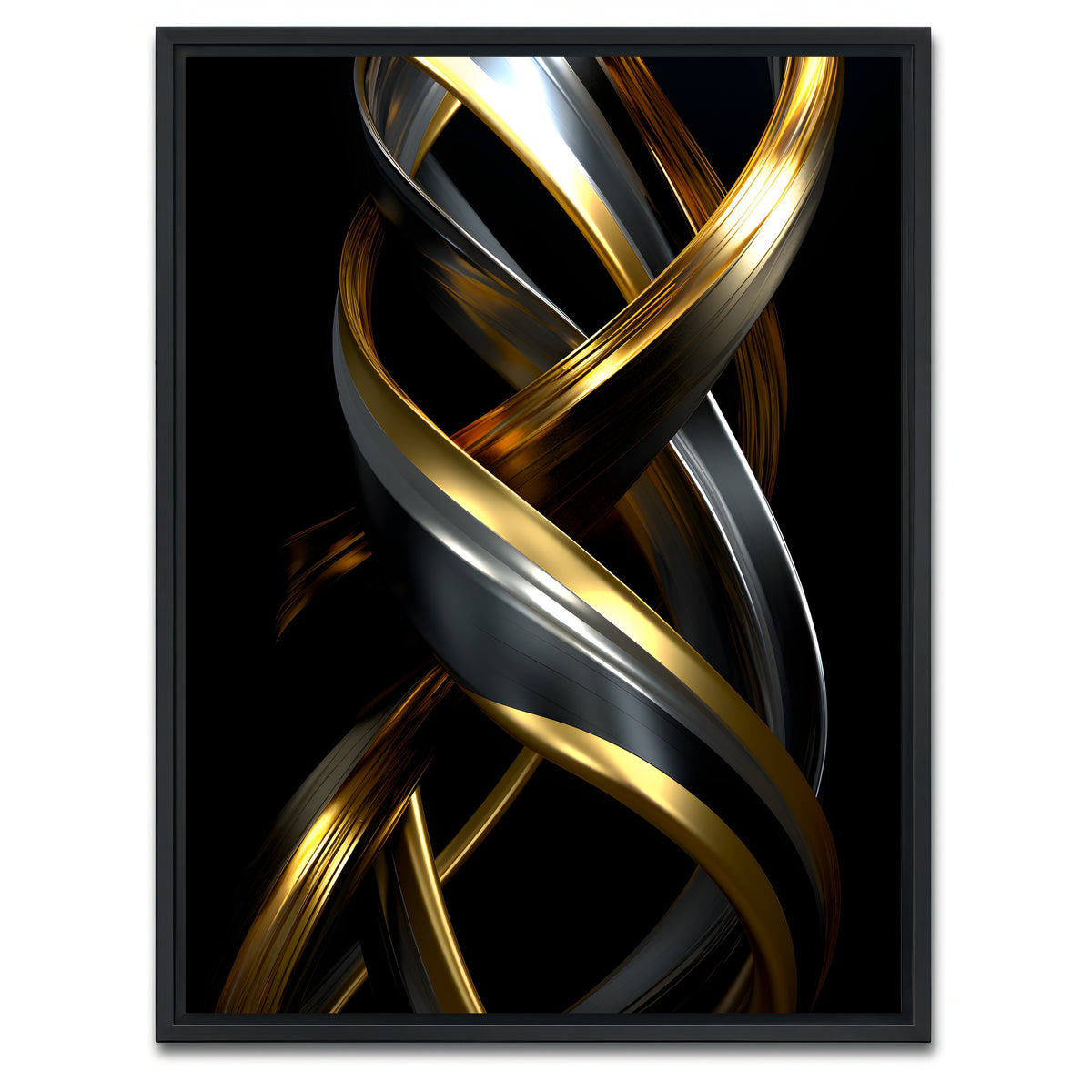 AUTO-MOCKUP WHITE | Abstract - Black gold 3D shape 1 | 1 Piece | Black Framed Canvas | group=3x4