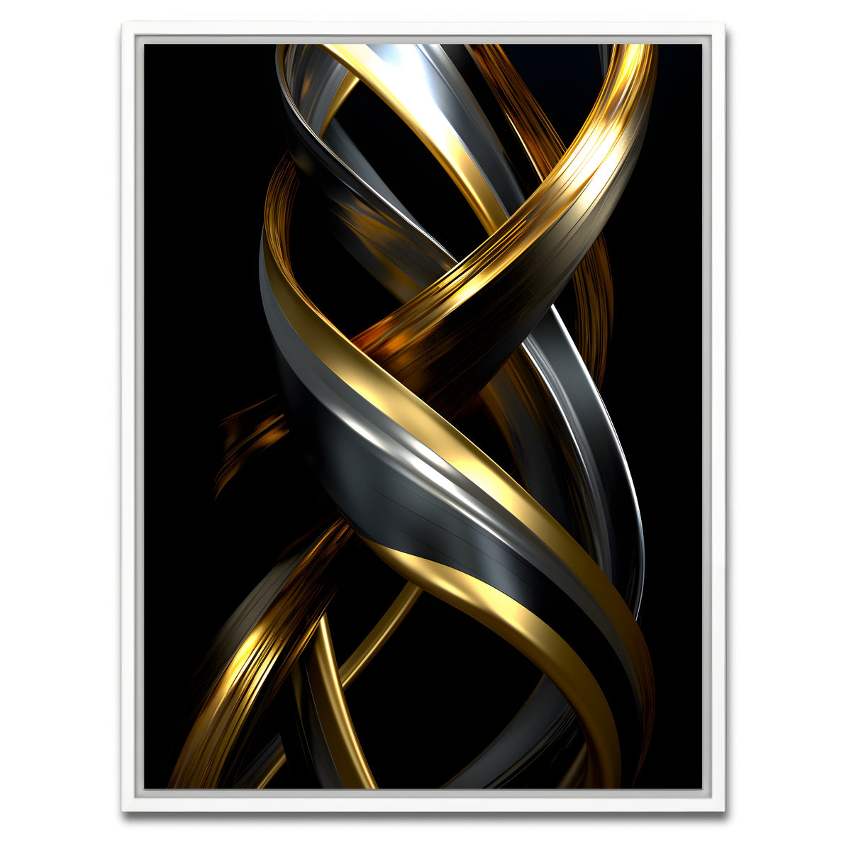 AUTO-MOCKUP WHITE | Abstract - Black gold 3D shape 1 | 1 Piece | White Framed Canvas | group=3x4