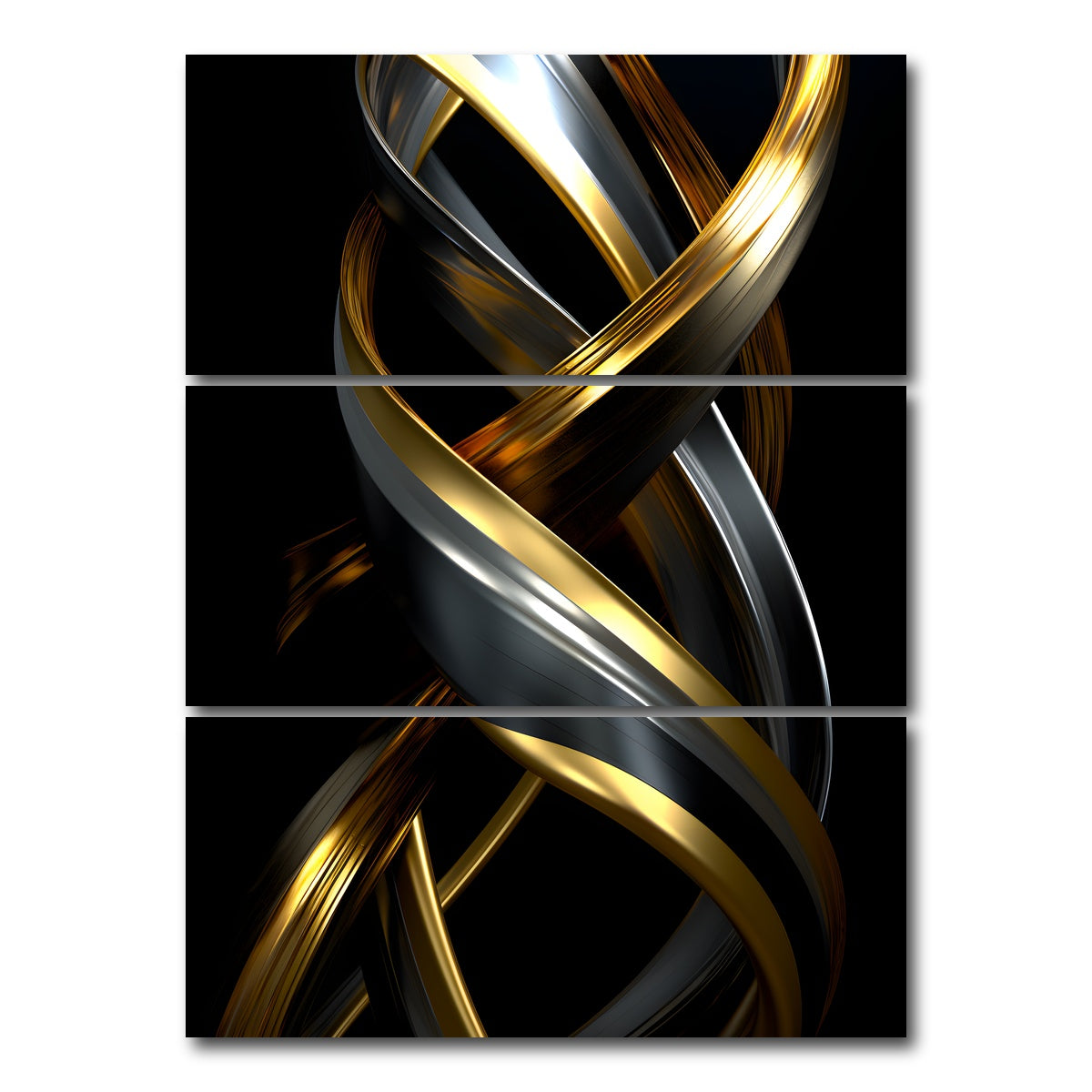 AUTO-MOCKUP WHITE | Abstract - Black gold 3D shape 1 | 3 Piece | Gallery Wrap Canvas | group=8x18_stacked