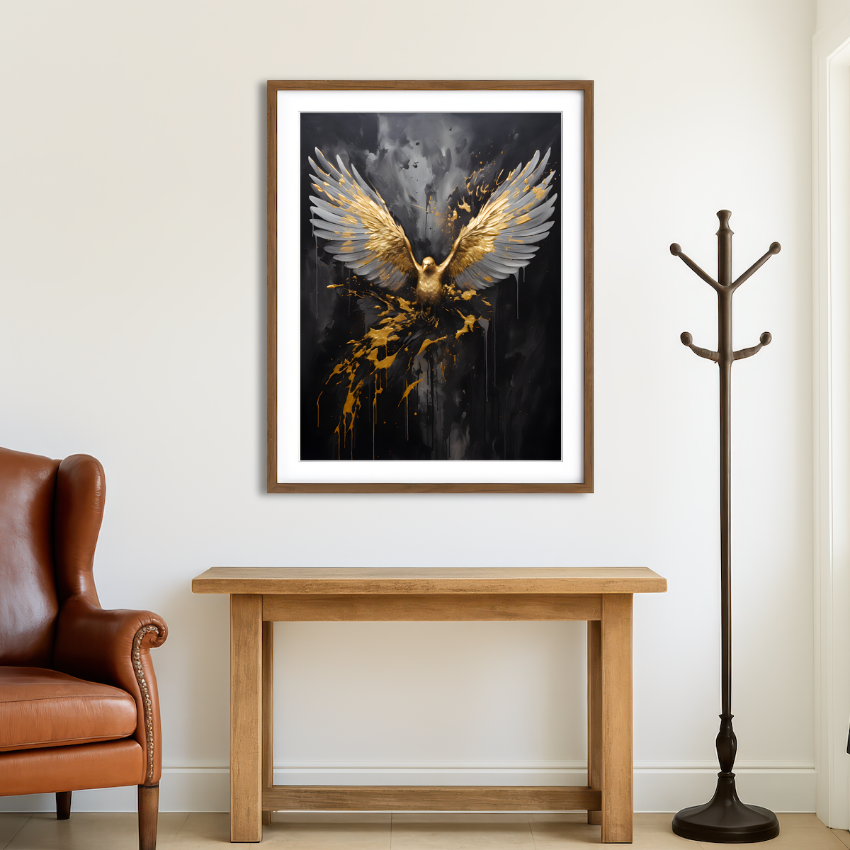 AUTO-MOCKUP ROOM | Abstract - Black Gold Eagle 4 Wall Art