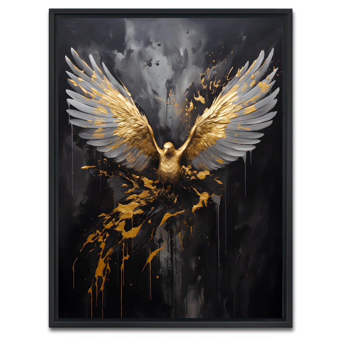 AUTO-MOCKUP WHITE | Abstract - Black gold eagle 4 | 1 Piece | Black Framed Canvas | group=3x4