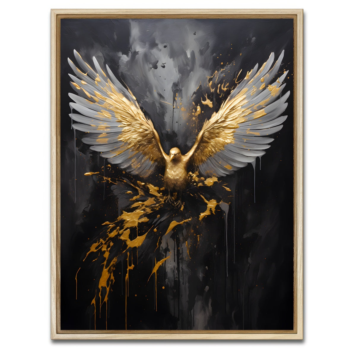 AUTO-MOCKUP WHITE | Abstract - Black gold eagle 4 | 1 Piece | Natural Framed Canvas | group=3x4