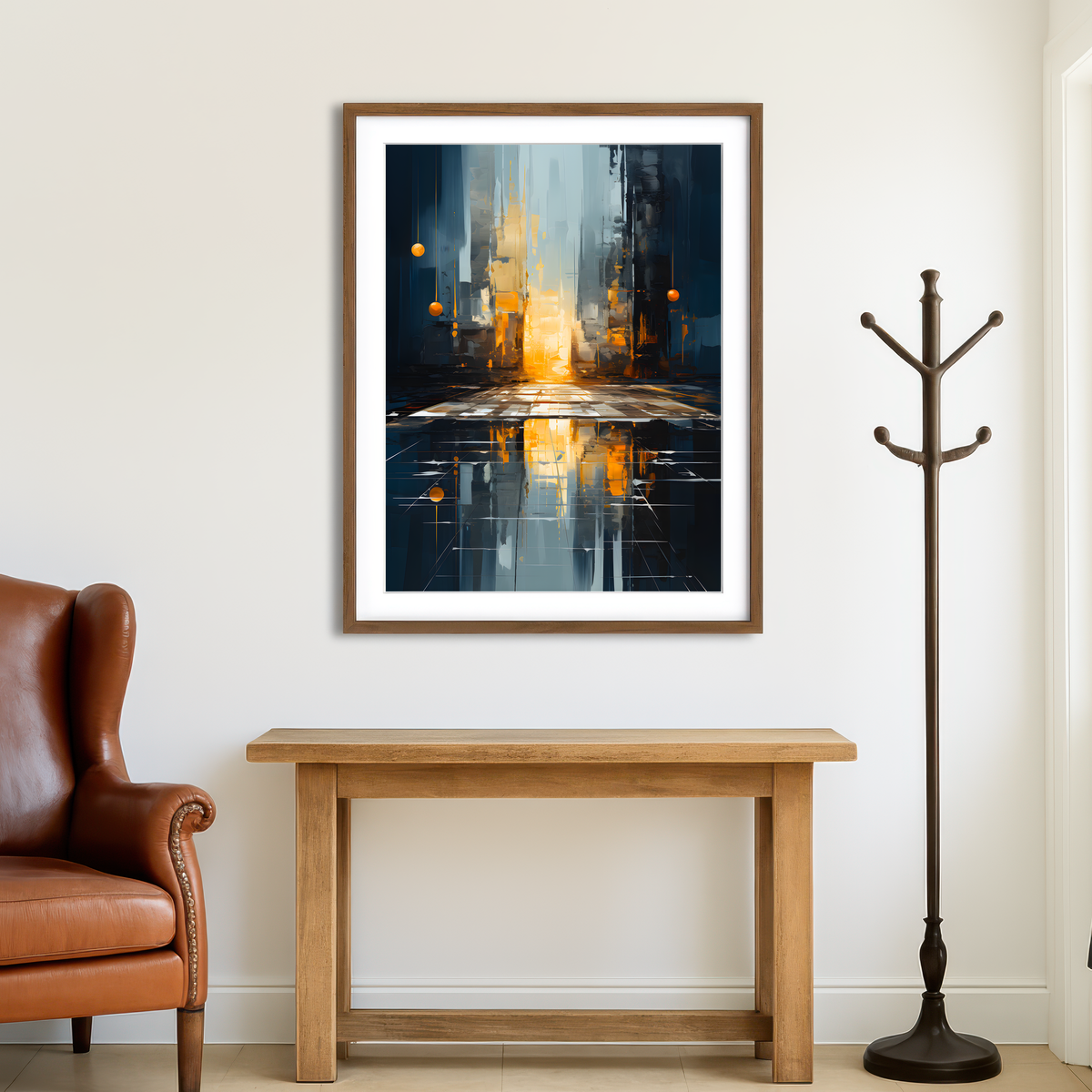 AUTO-MOCKUP ROOM | Abstract - Blue Gold Shapes 11 Wall Art