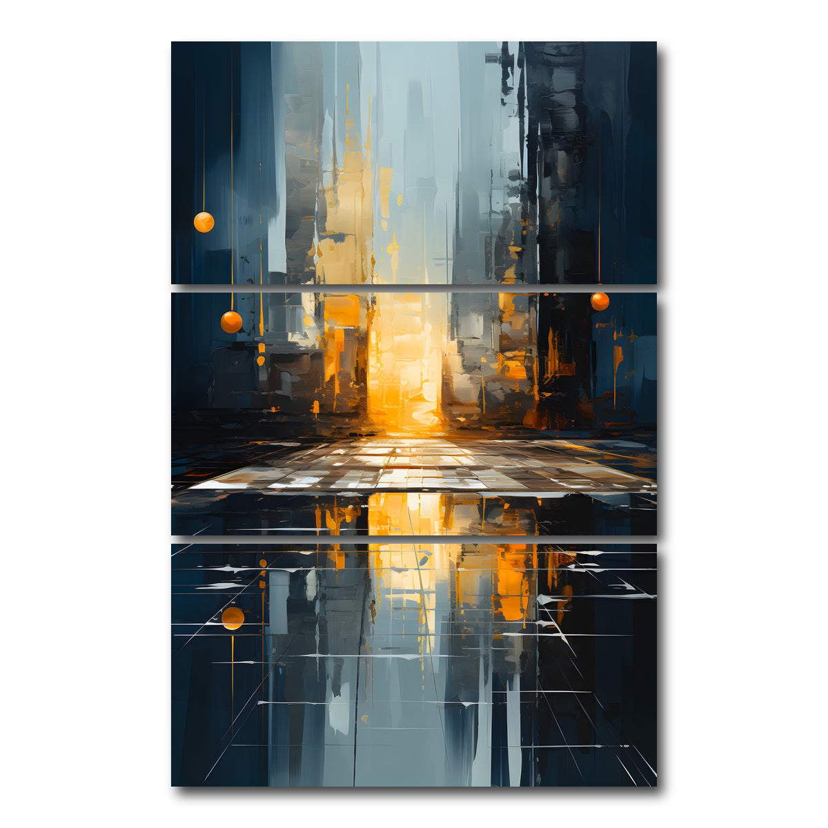 AUTO-MOCKUP WHITE | Abstract - Blue gold shapes 11 | 3 Piece | Gallery Wrap Canvas | group=12x24_stacked