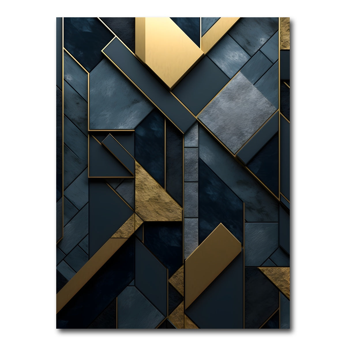 AUTO-MOCKUP WHITE | Abstract - Blue gold shapes 3 | 1 Piece | Gallery Wrap Canvas | group=3x4
