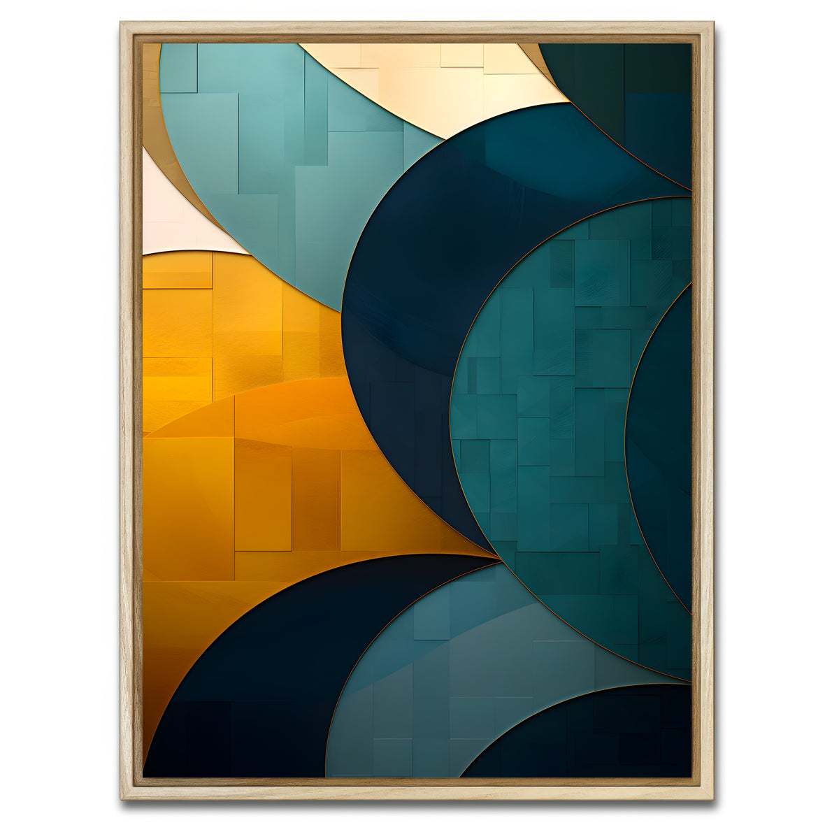 AUTO-MOCKUP WHITE | Abstract - Blue gold wave 39 | 1 Piece | Natural Framed Canvas | group=3x4