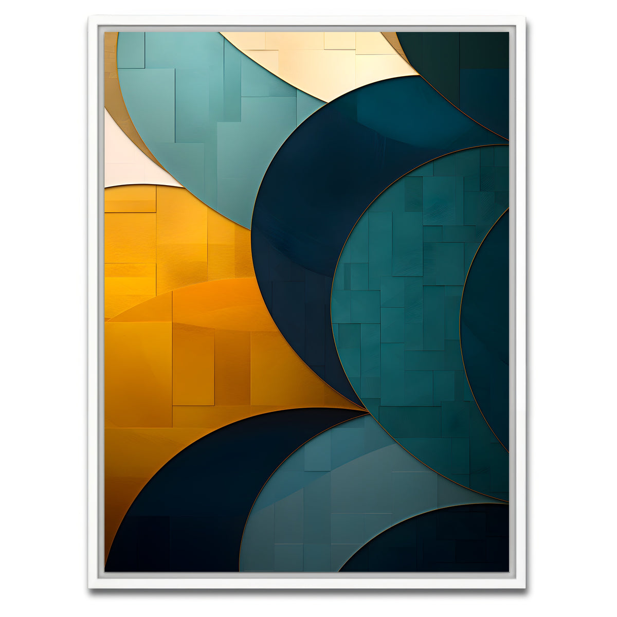 AUTO-MOCKUP WHITE | Abstract - Blue gold wave 39 | 1 Piece | White Framed Canvas | group=3x4