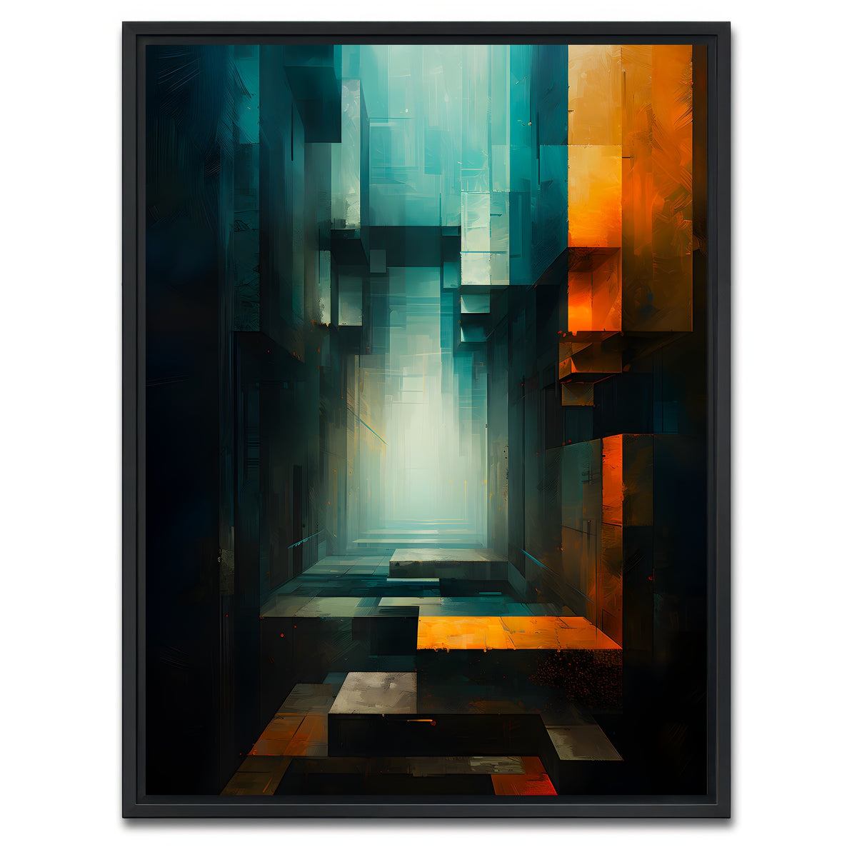AUTO-MOCKUP WHITE | Abstract - Blue orange shapes 12 | 1 Piece | Black Framed Canvas | group=3x4