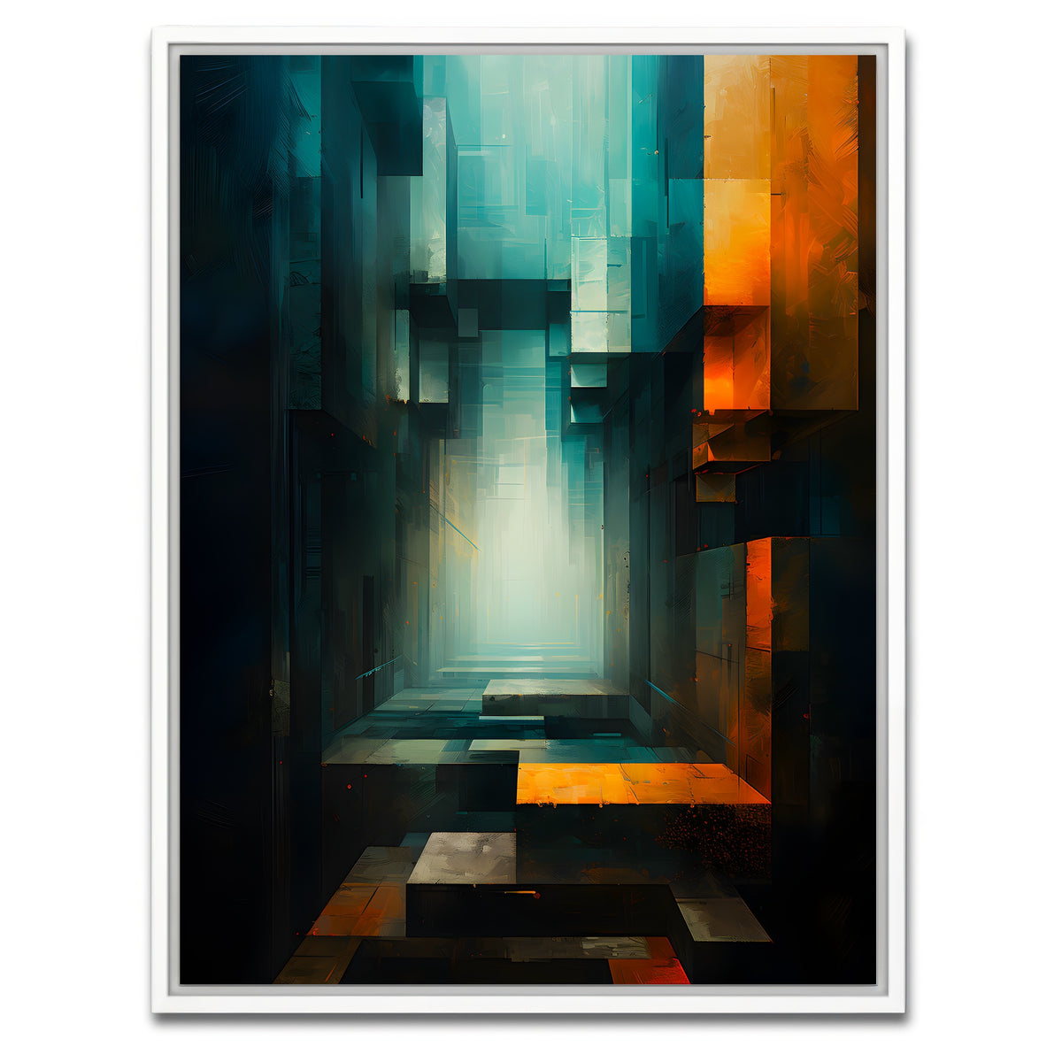 AUTO-MOCKUP WHITE | Abstract - Blue orange shapes 12 | 1 Piece | White Framed Canvas | group=3x4