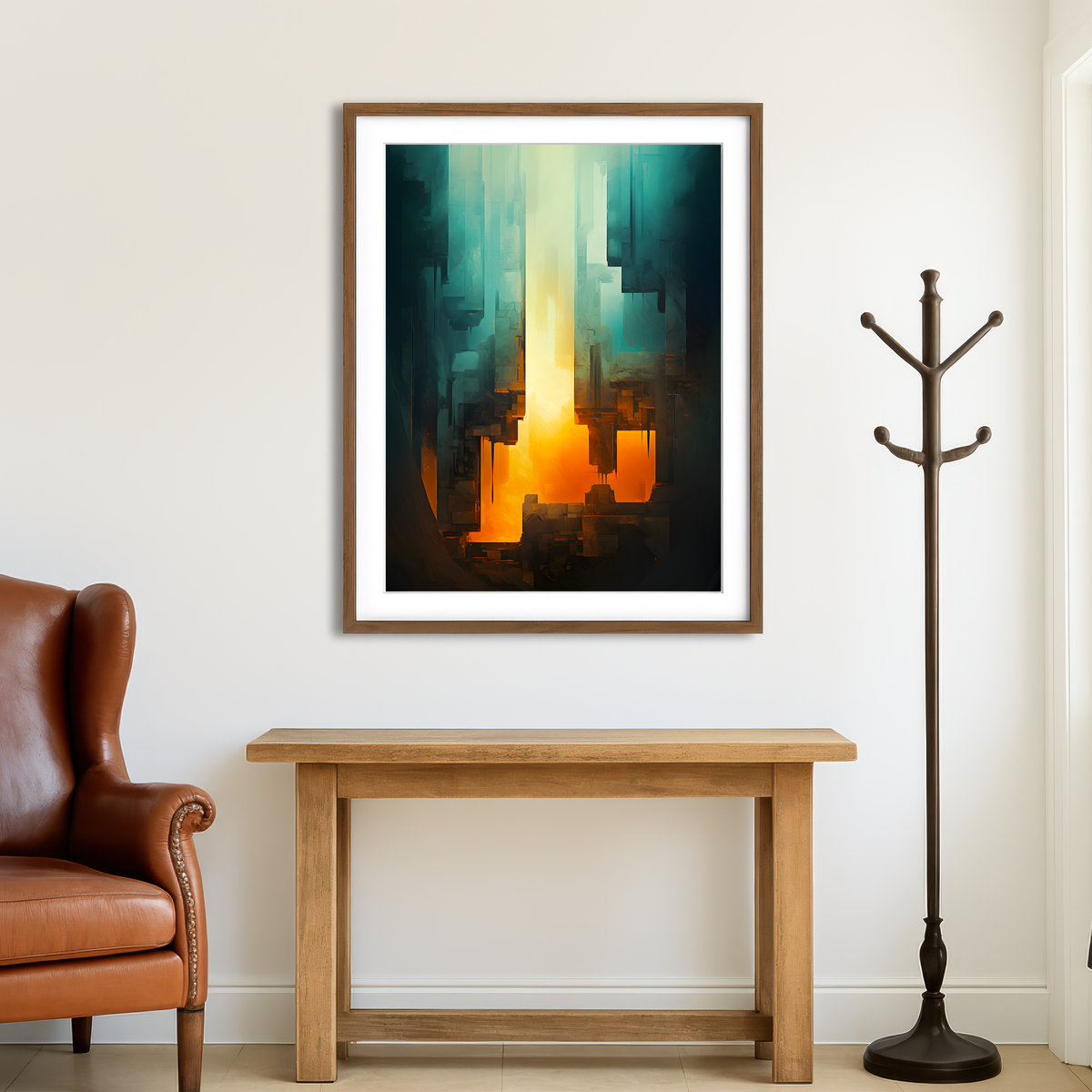 AUTO-MOCKUP ROOM | Abstract - Blue Orange Shapes 13 Wall Art