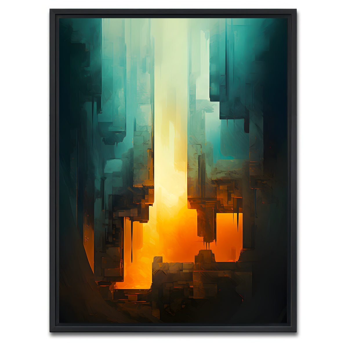 AUTO-MOCKUP WHITE | Abstract - Blue orange shapes 13 | 1 Piece | Black Framed Canvas | group=3x4