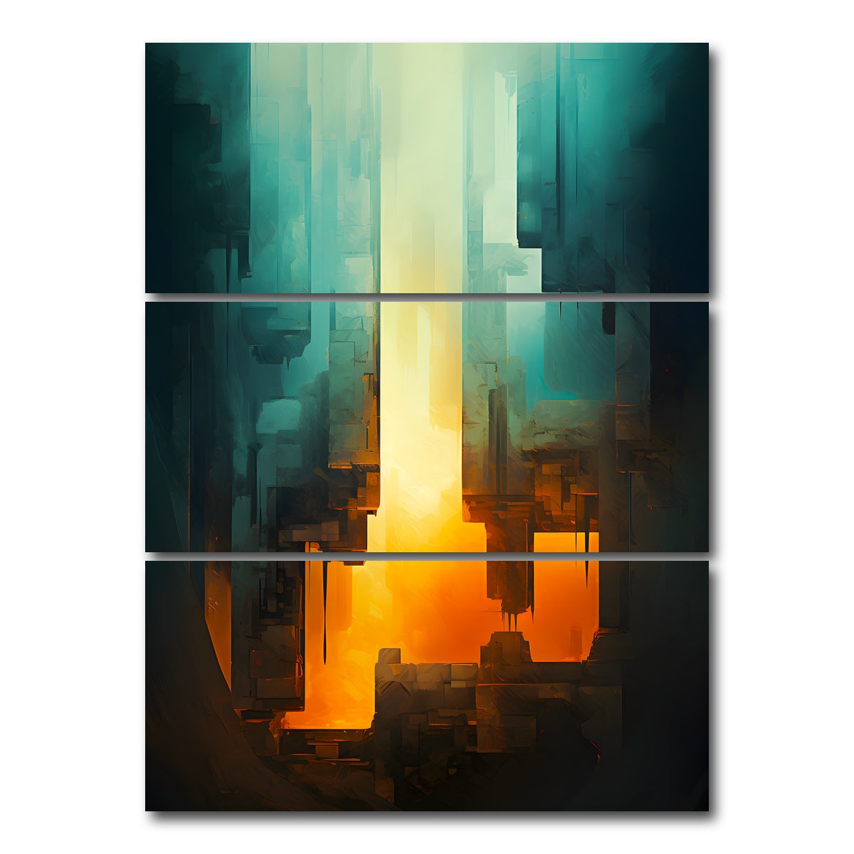 AUTO-MOCKUP WHITE | Abstract - Blue orange shapes 13 | 3 Piece | Gallery Wrap Canvas | group=8x18_stacked