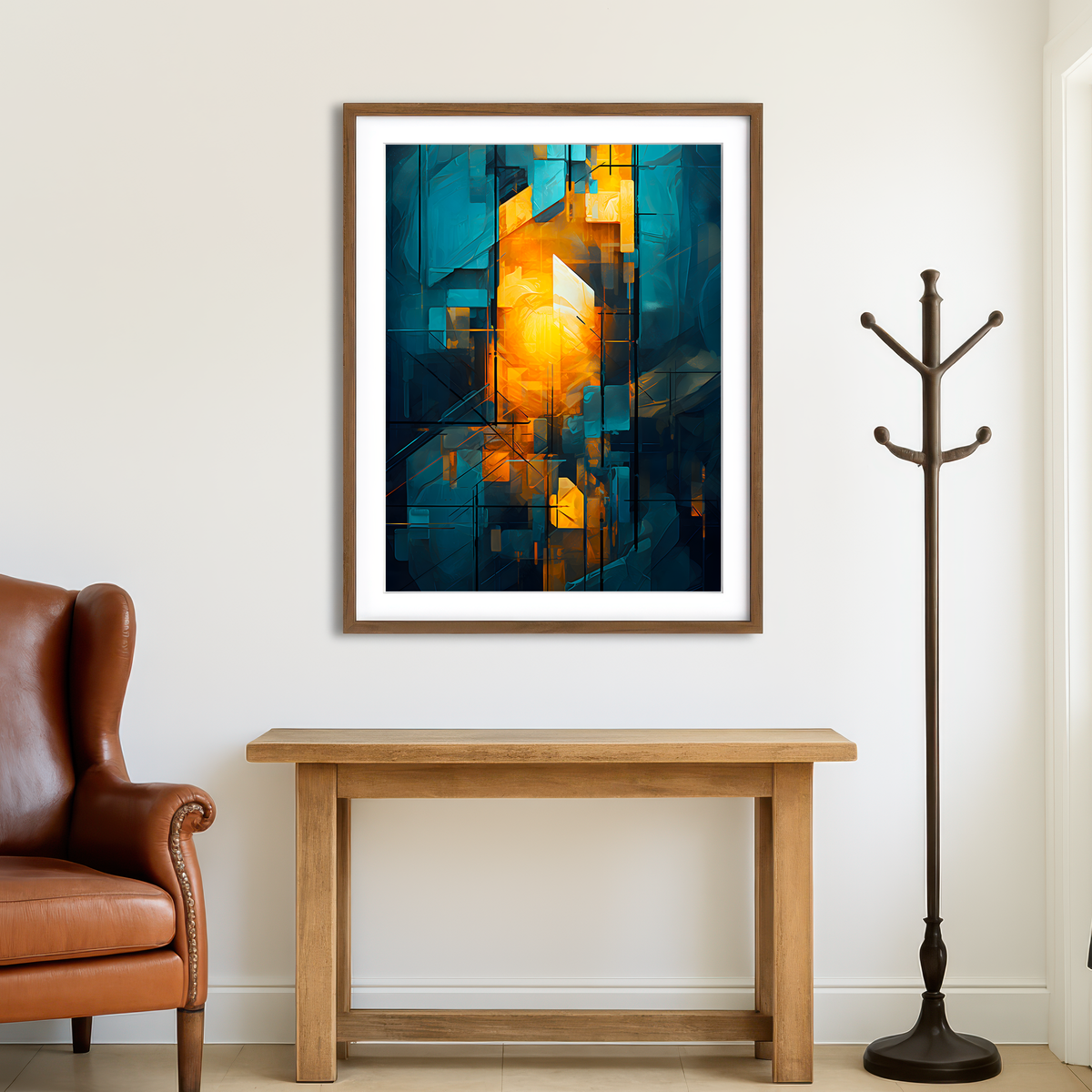 AUTO-MOCKUP ROOM | Abstract - Blue Orange Shapes 26 Wall Art