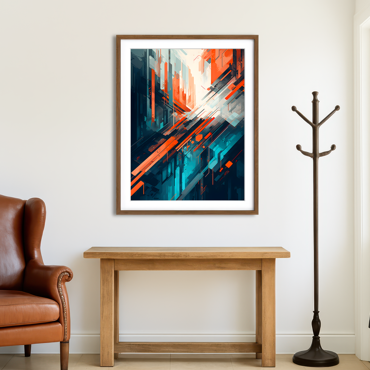 AUTO-MOCKUP ROOM | Abstract - Blue Orange Shapes 4 Wall Art