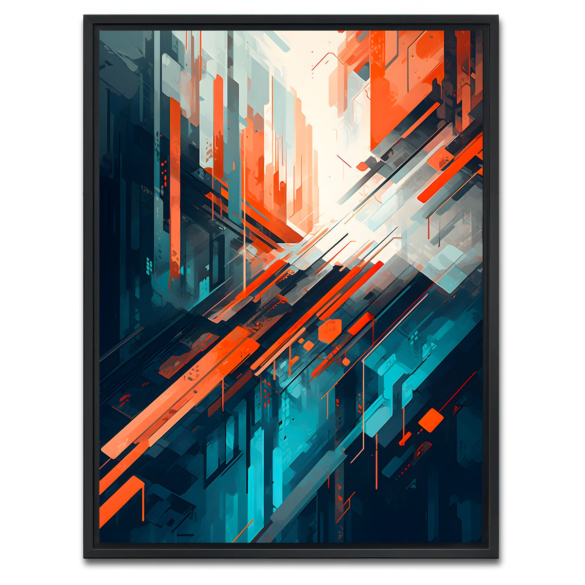 AUTO-MOCKUP WHITE | Abstract - Blue orange shapes 4 | 1 Piece | Black Framed Canvas | group=3x4