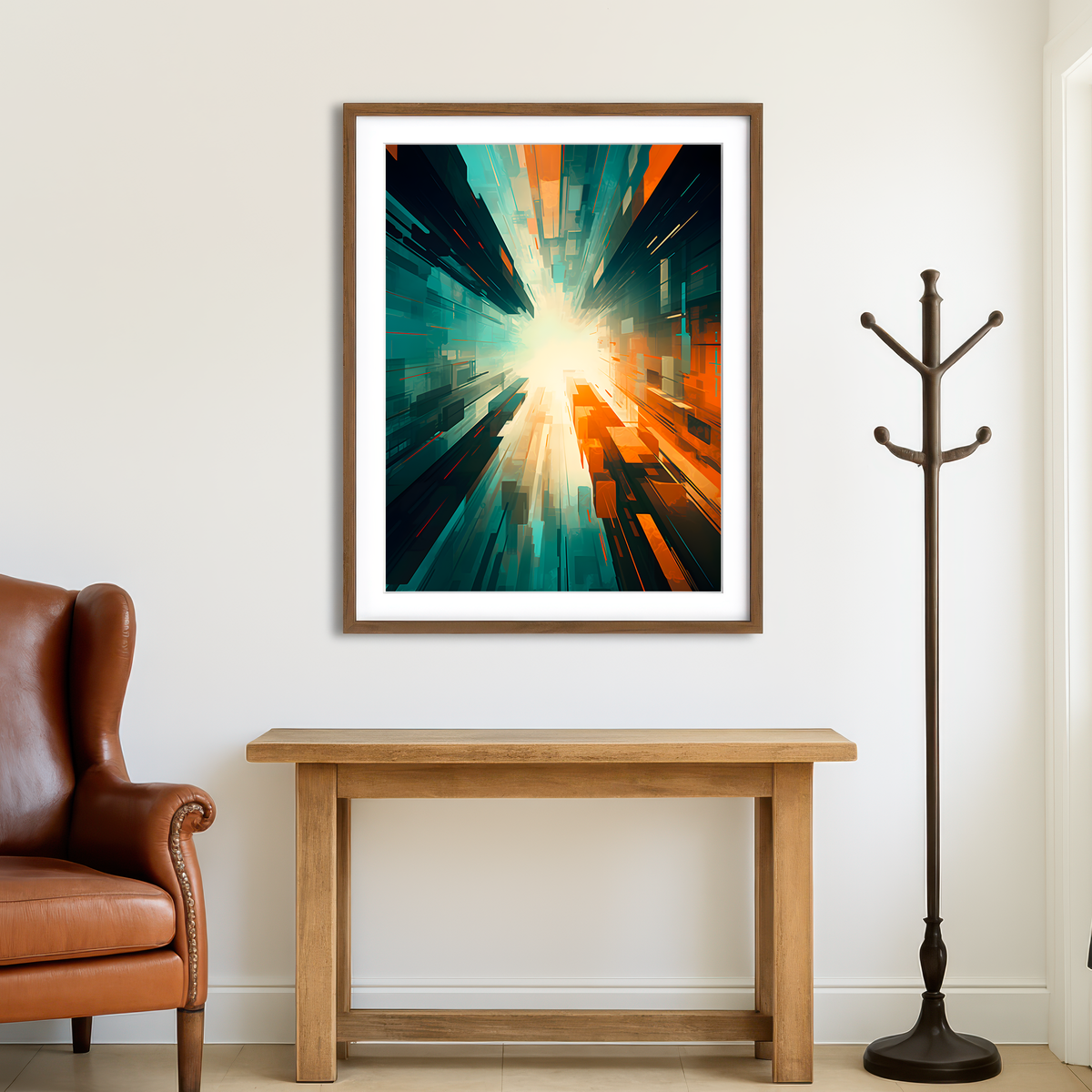 AUTO-MOCKUP ROOM | Abstract - Blue Orange Shapes 5 Wall Art