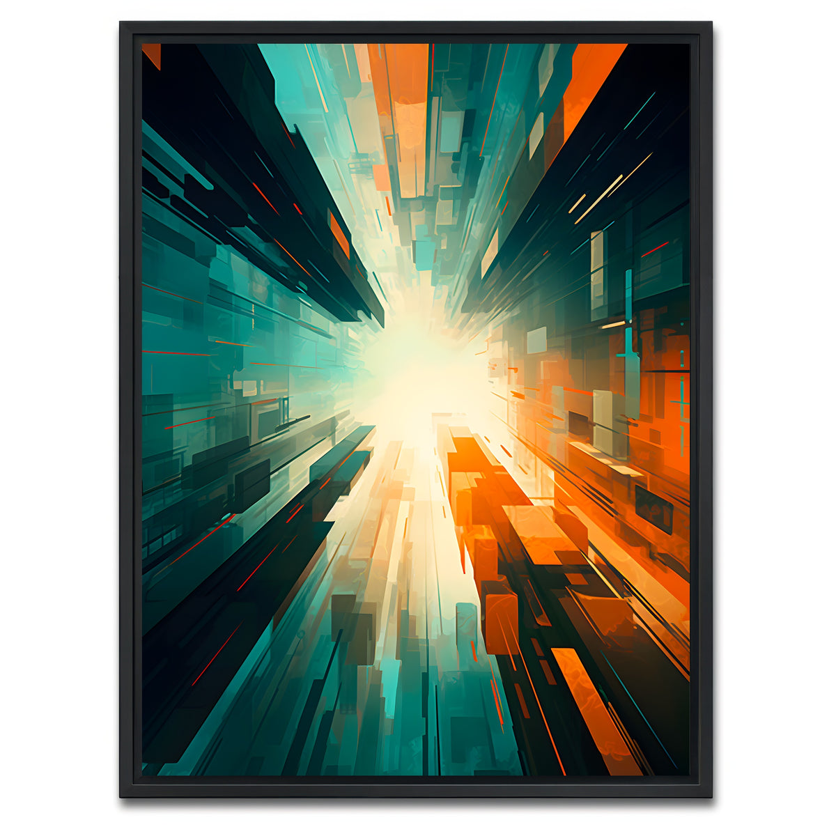 AUTO-MOCKUP WHITE | Abstract - Blue orange shapes 5 | 1 Piece | Black Framed Canvas | group=3x4