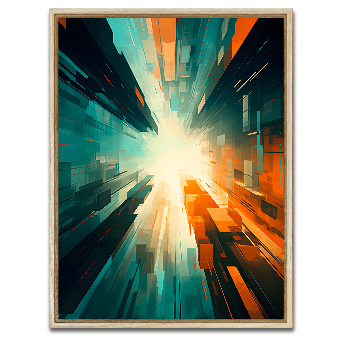 AUTO-MOCKUP WHITE | Abstract - Blue orange shapes 5 | 1 Piece | Natural Framed Canvas | group=3x4