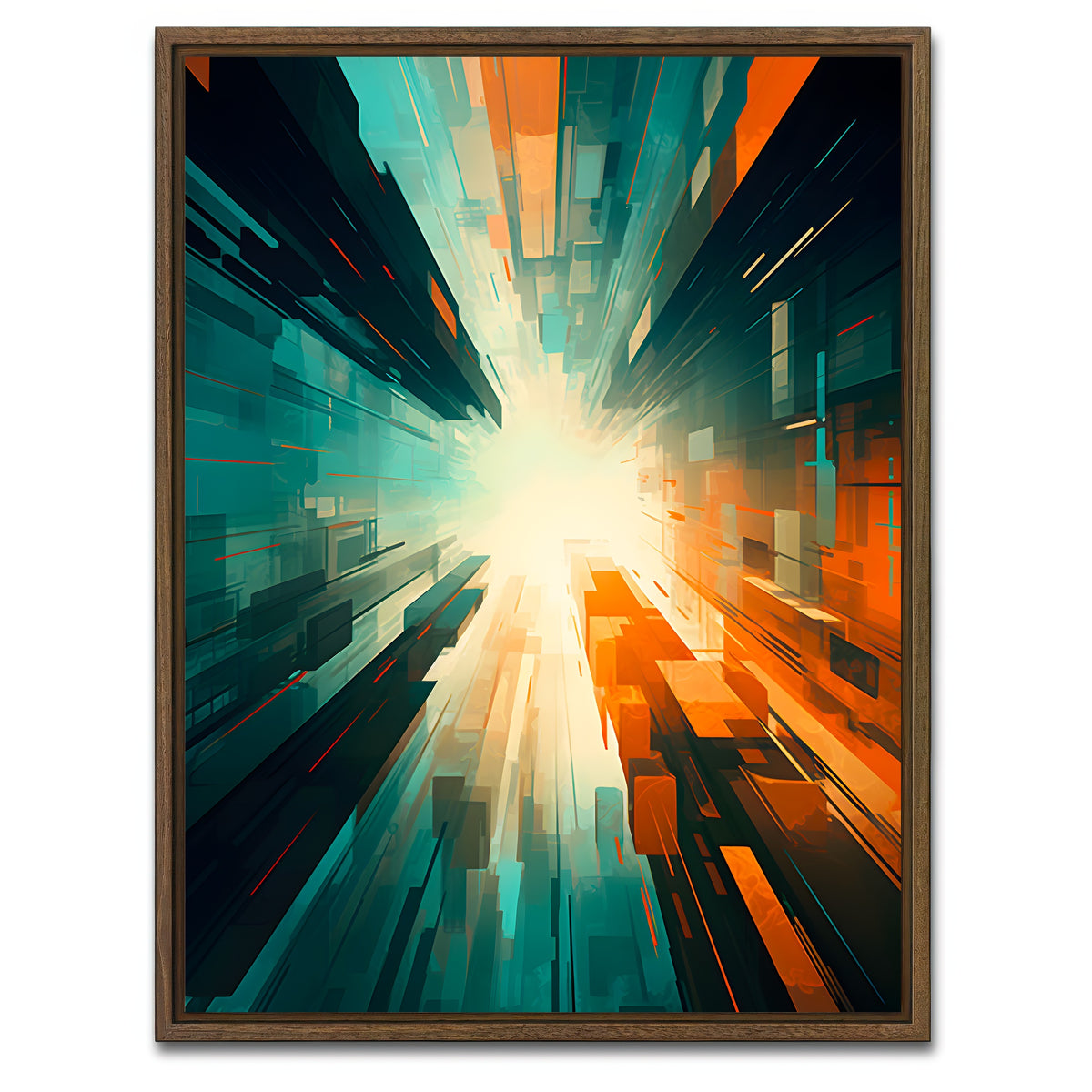 AUTO-MOCKUP WHITE | Abstract - Blue orange shapes 5 | 1 Piece | Walnut Framed Canvas | group=3x4