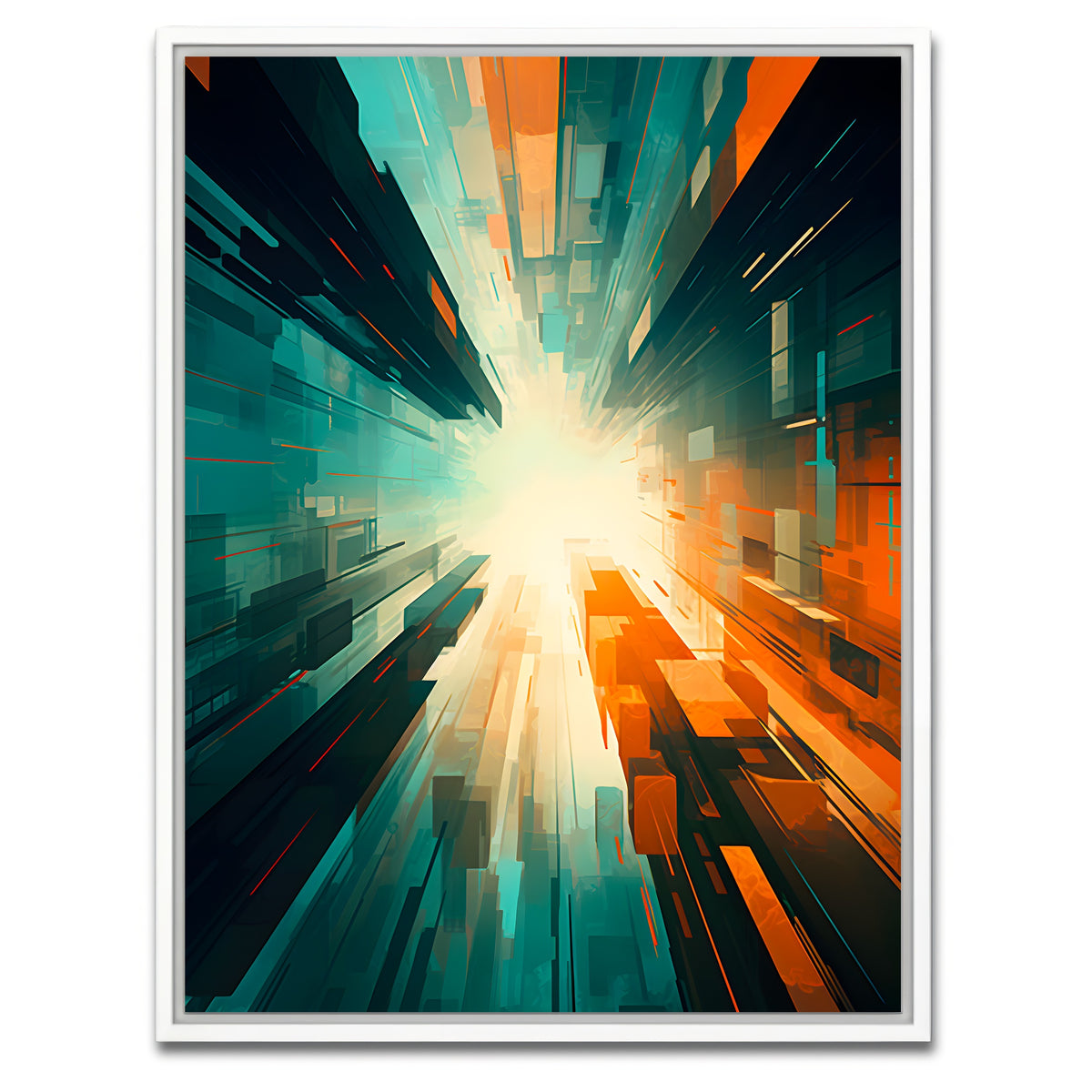 AUTO-MOCKUP WHITE | Abstract - Blue orange shapes 5 | 1 Piece | White Framed Canvas | group=3x4