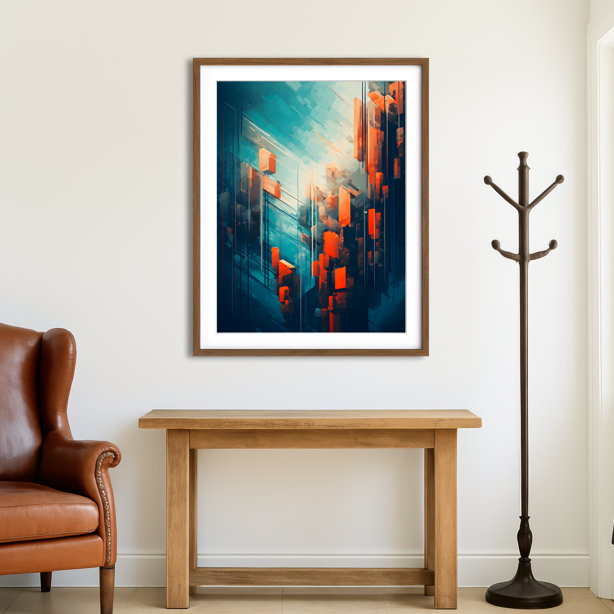 AUTO-MOCKUP ROOM | Abstract - Blue Orange Shapes 9 Wall Art