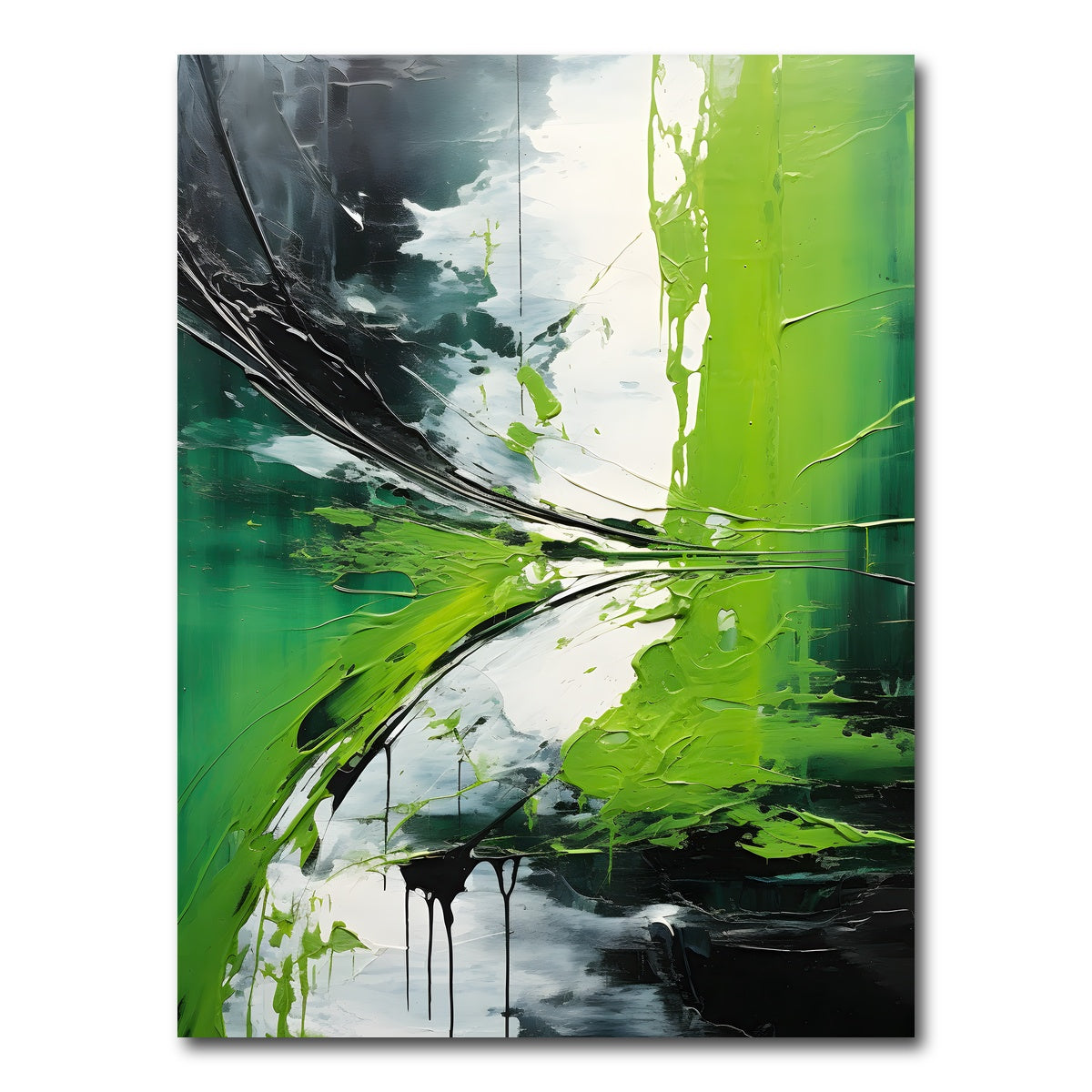 AUTO-MOCKUP WHITE | Abstract - Green white shapes 1 | 1 Piece | Gallery Wrap Canvas | group=3x4