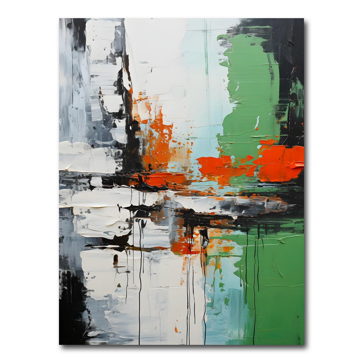 AUTO-MOCKUP WHITE | Abstract - Green white shapes 2 | 1 Piece | Gallery Wrap Canvas | group=3x4