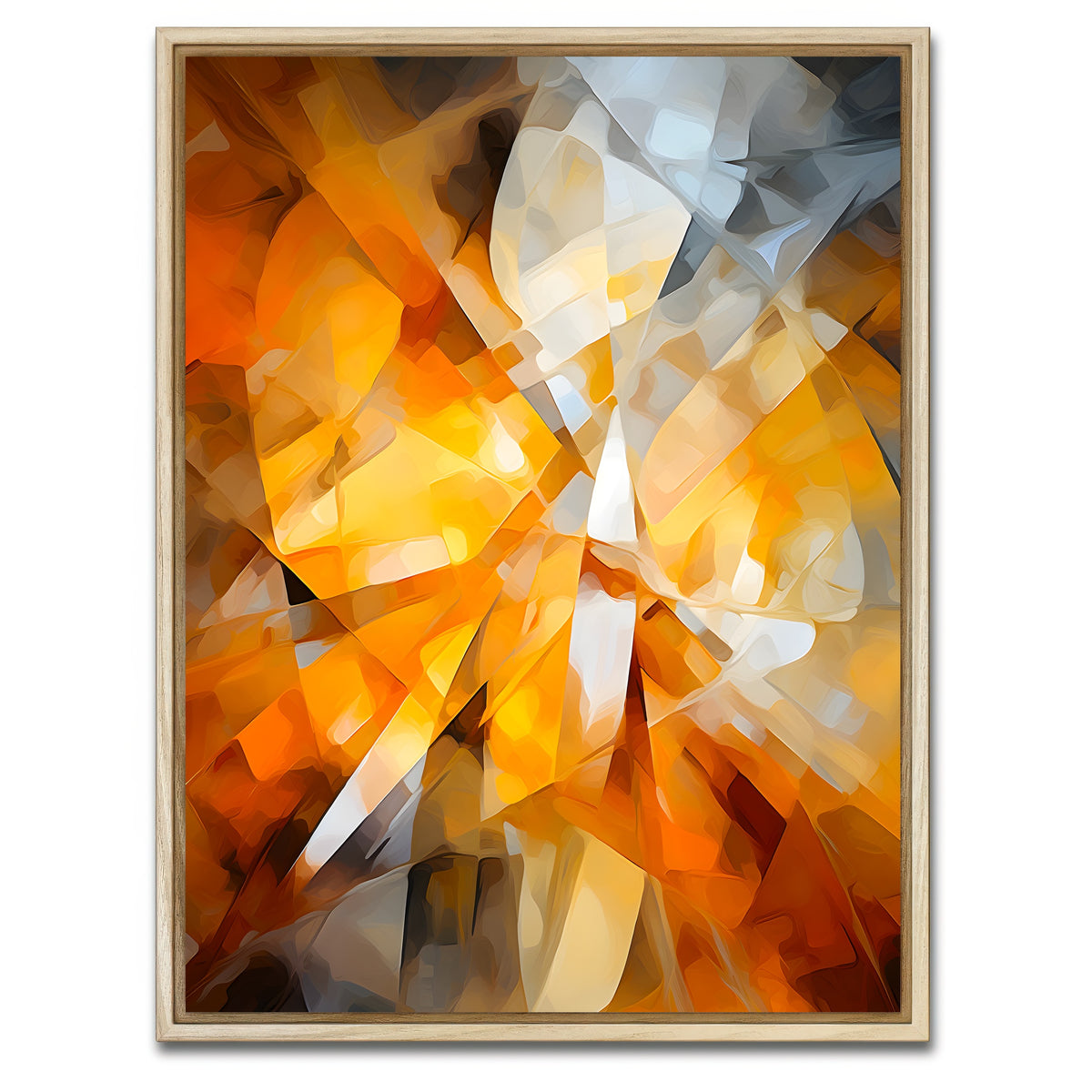 AUTO-MOCKUP WHITE | Abstract - Orange shapes 2 | 1 Piece | Natural Framed Canvas | group=3x4
