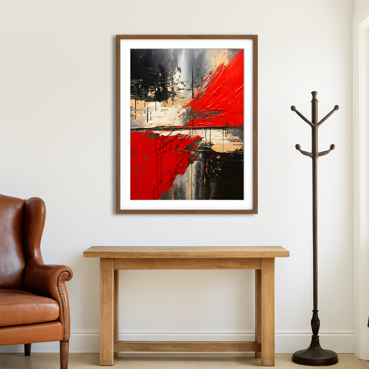 AUTO-MOCKUP ROOM | Abstract - Red Black Shapes 7 Wall Art
