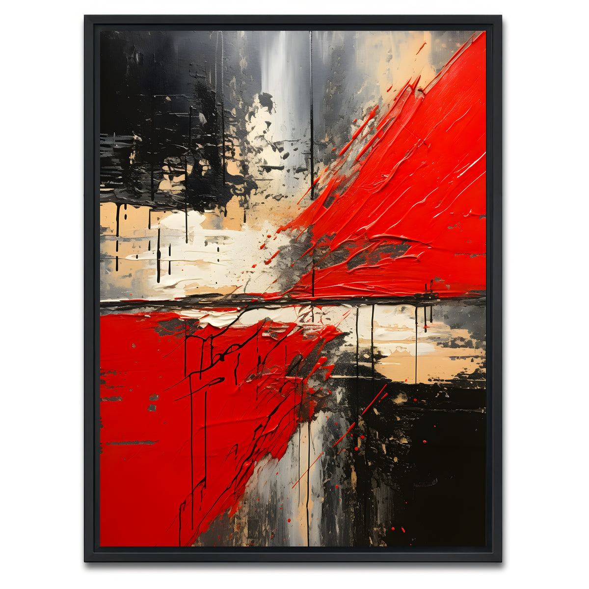 AUTO-MOCKUP WHITE | Abstract - Red black shapes 7 | 1 Piece | Black Framed Canvas | group=3x4