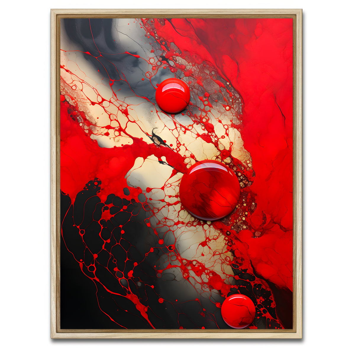 AUTO-MOCKUP WHITE | Abstract - Red black shapes 9 | 1 Piece | Natural Framed Canvas | group=3x4