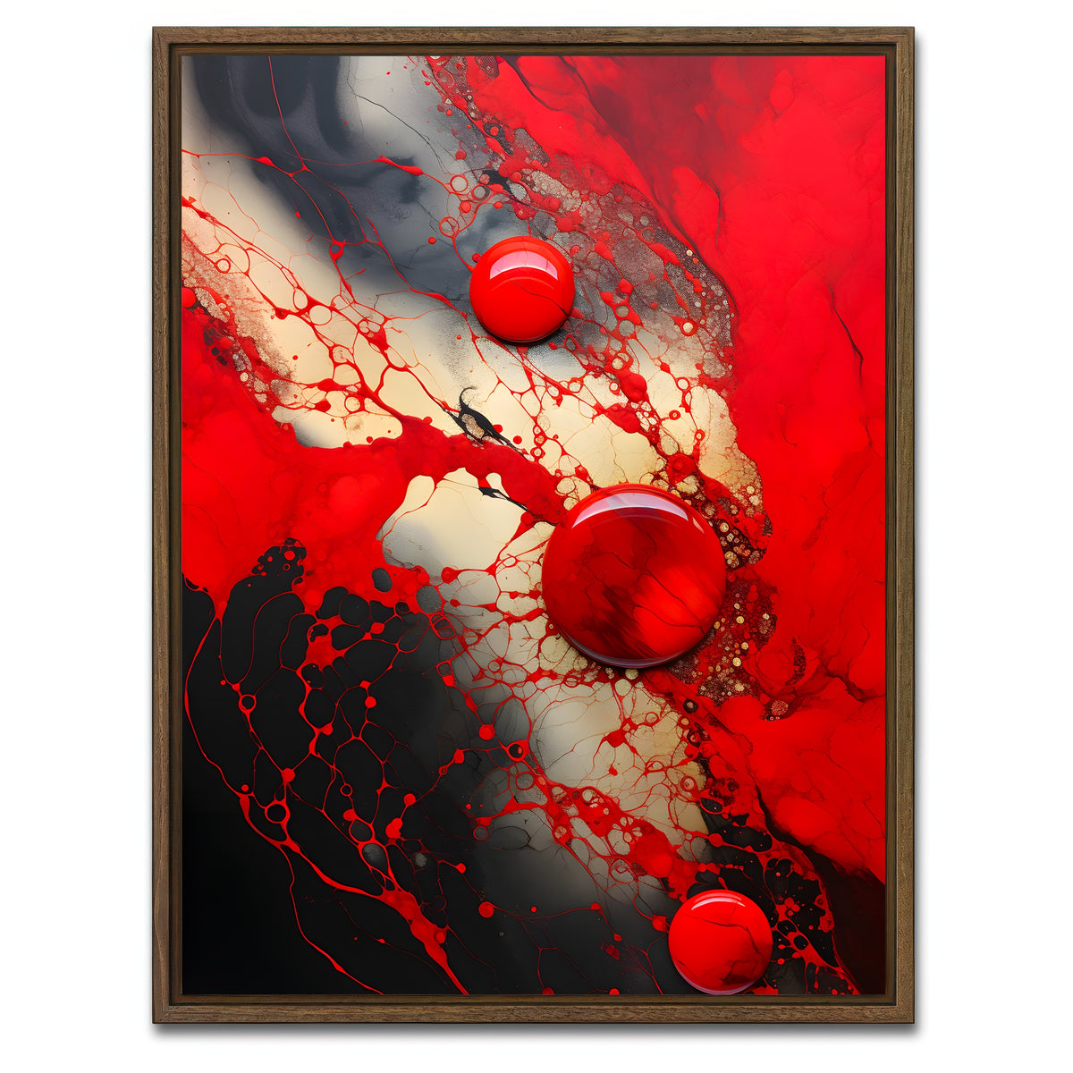 AUTO-MOCKUP WHITE | Abstract - Red black shapes 9 | 1 Piece | Walnut Framed Canvas | group=3x4