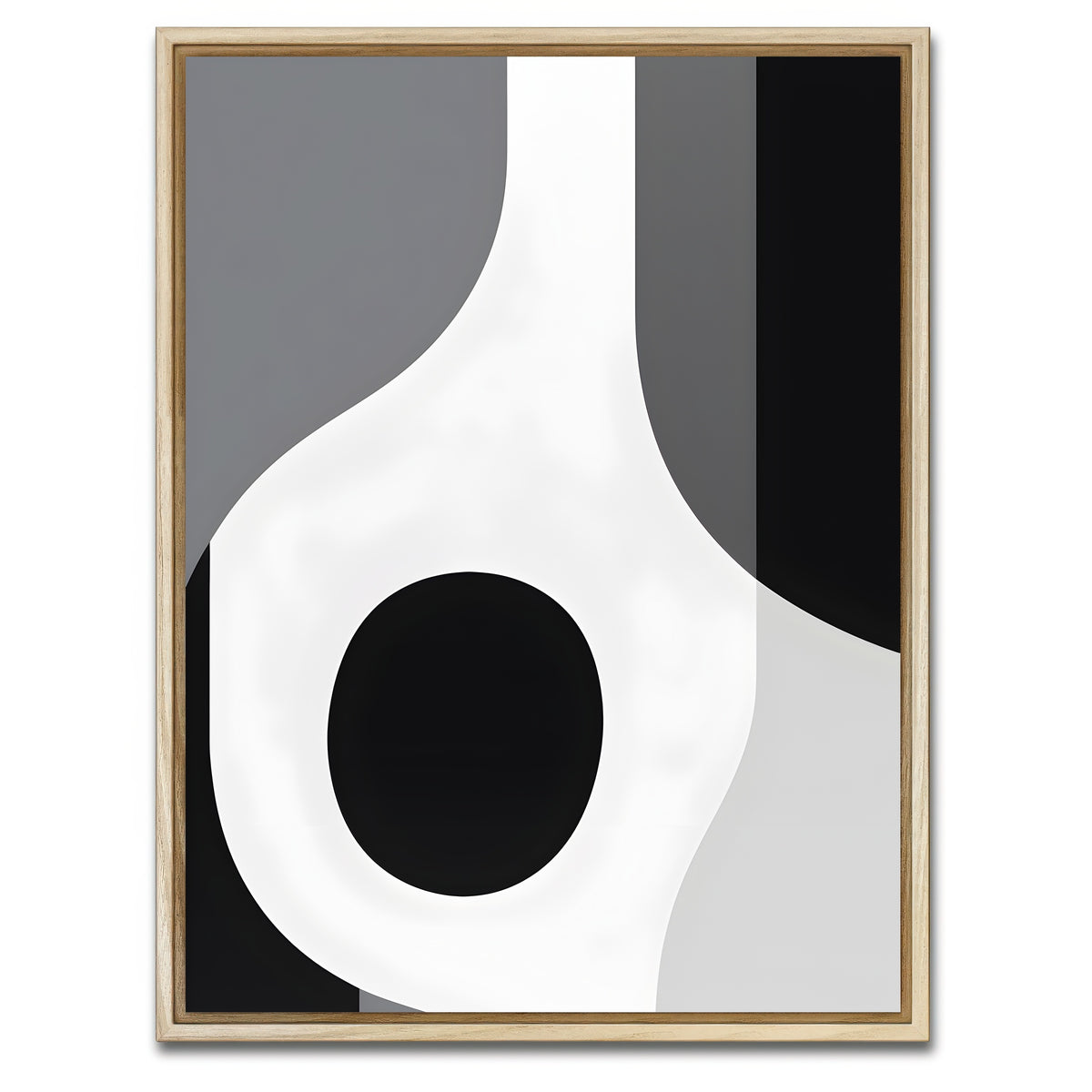 AUTO-MOCKUP WHITE | Abstract - Shapes series b&w 1 | 1 Piece | Natural Framed Canvas | group=3x4