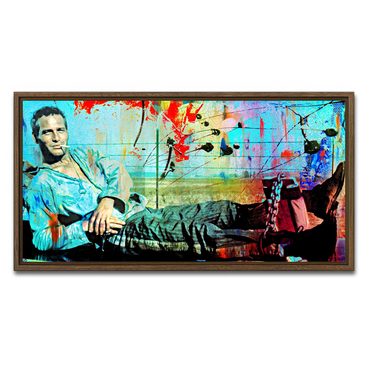 AUTO-MOCKUP WHITE | Abstract Cool Hand Luke | 1 Piece | Walnut Framed Canvas | group=2x1