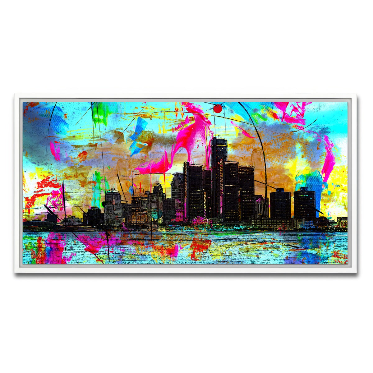 AUTO-MOCKUP WHITE | Abstract Detroit | 1 Piece | White Framed Canvas | group=2x1