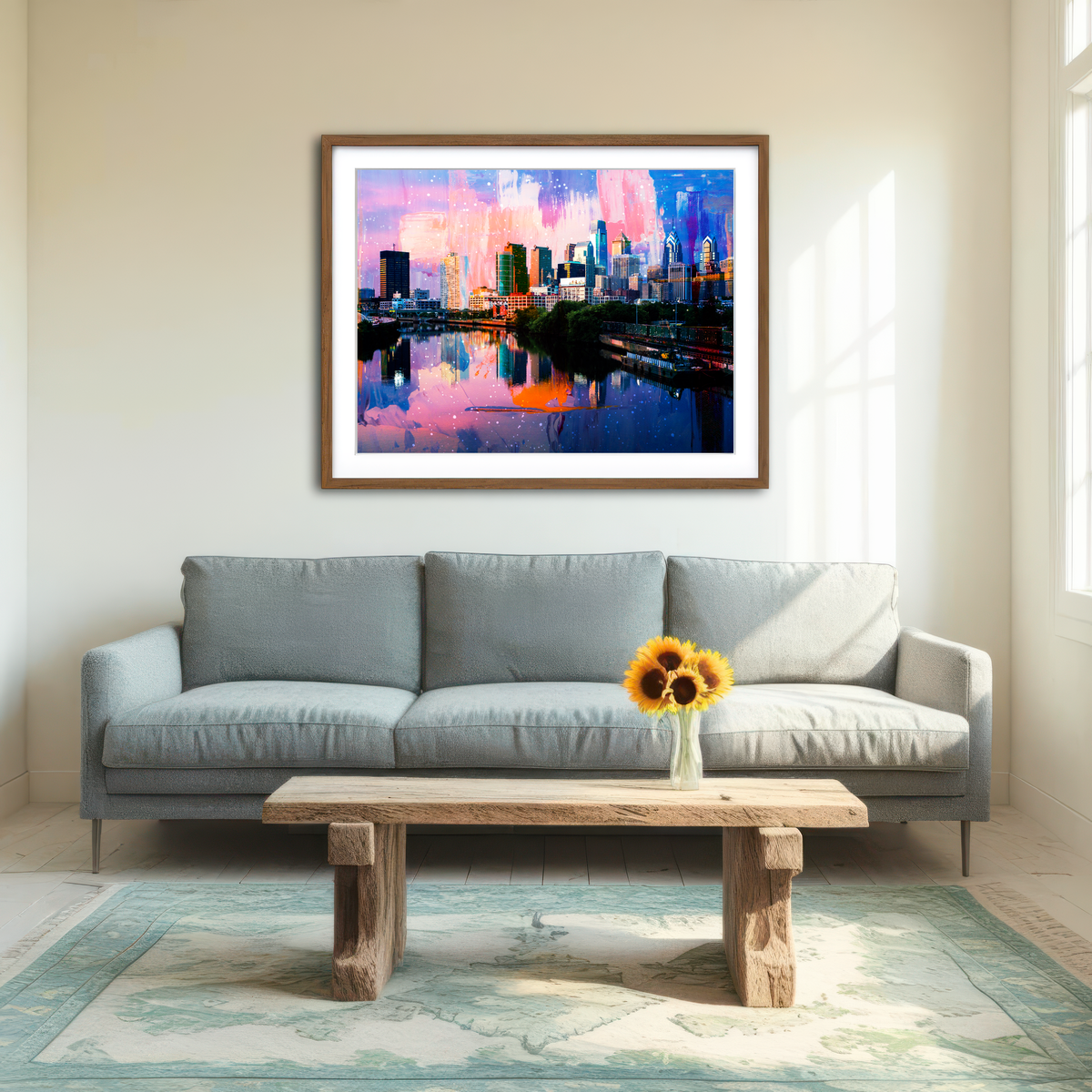 AUTO-MOCKUP ROOM | Abstract Philadelphia Skyline Wall Art