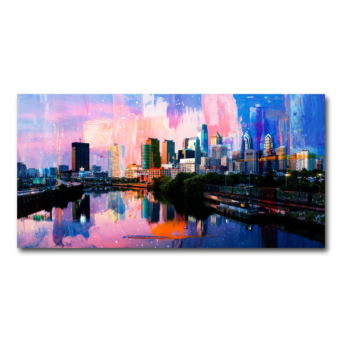 AUTO-MOCKUP WHITE | Abstract Philadelphia Skyline | 1 Piece | Gallery Wrap Canvas | group=2x1