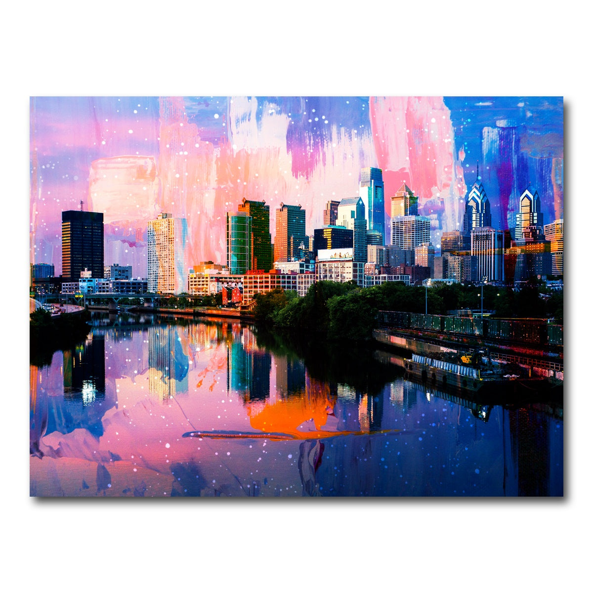 AUTO-MOCKUP WHITE | Abstract Philadelphia Skyline | 1 Piece | Gallery Wrap Canvas | group=4x3