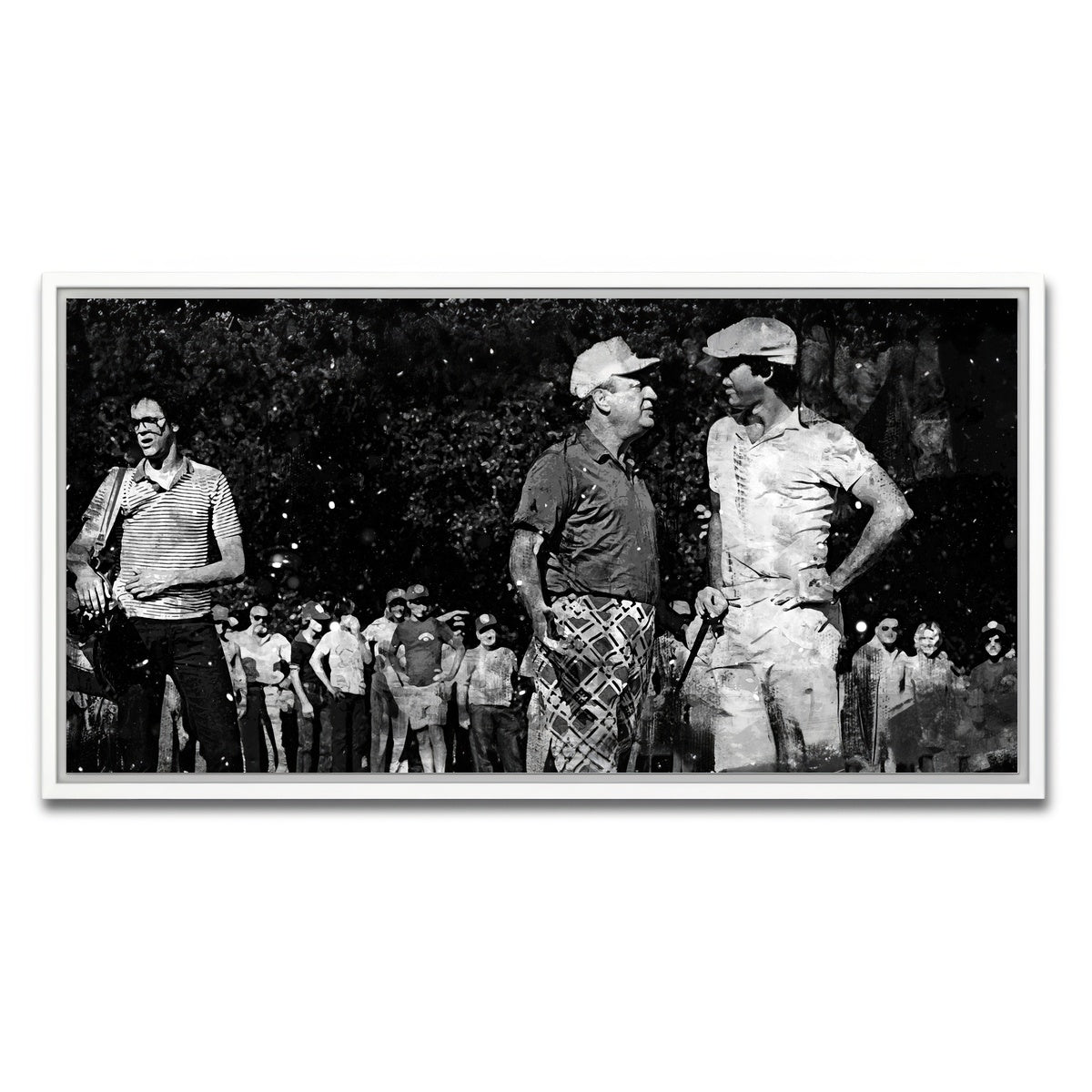 AUTO-MOCKUP WHITE | Al and Ty Caddyshack Grayscale | 1 Piece | White Framed Canvas | group=2x1
