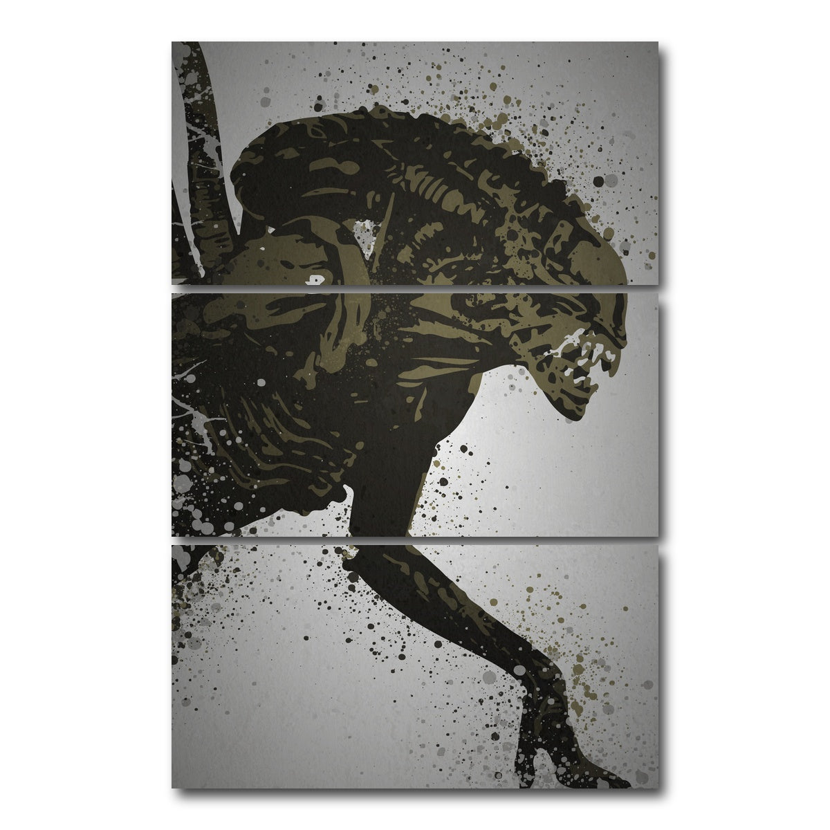 AUTO-MOCKUP WHITE | Alien Xenomorph | 3 Piece | Gallery Wrap Canvas | group=12x24_stacked