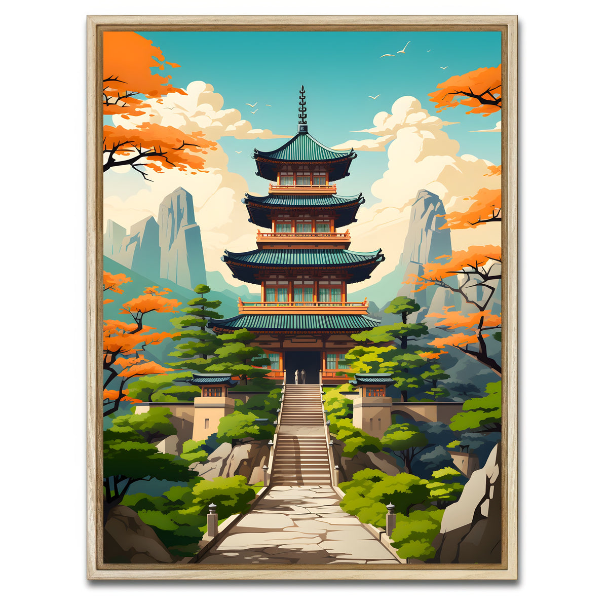 AUTO-MOCKUP WHITE | Ancient Architecture | 1 Piece | Natural Framed Canvas | group=3x4