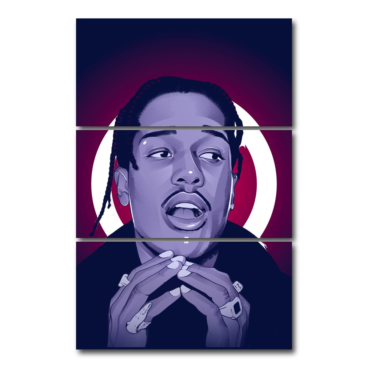 AUTO-MOCKUP WHITE | Asap Rocky | 3 Piece | Gallery Wrap Canvas | group=12x24_stacked