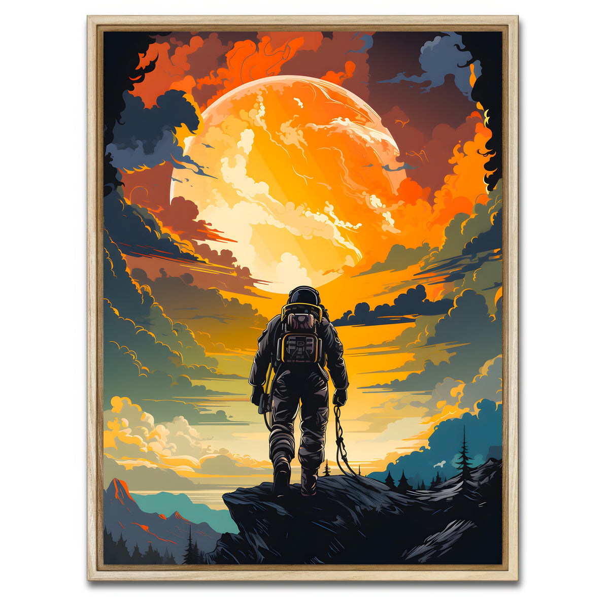 AUTO-MOCKUP WHITE | Astronaut in the Sun | 1 Piece | Natural Framed Canvas | group=3x4