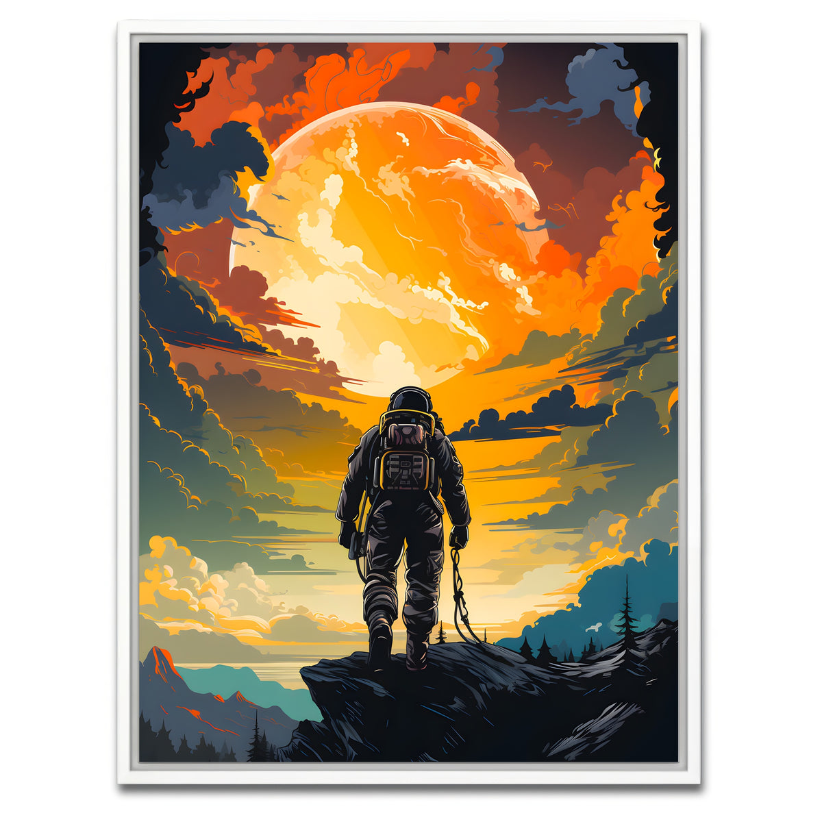 AUTO-MOCKUP WHITE | Astronaut in the Sun | 1 Piece | White Framed Canvas | group=3x4