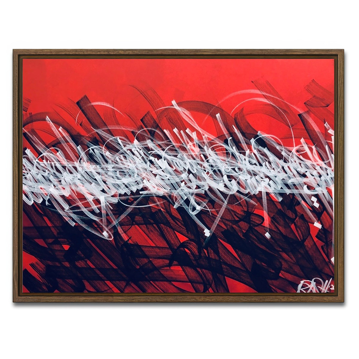 AUTO-MOCKUP WHITE | Bash Red | 1 Piece | Walnut Framed Canvas | group=4x3