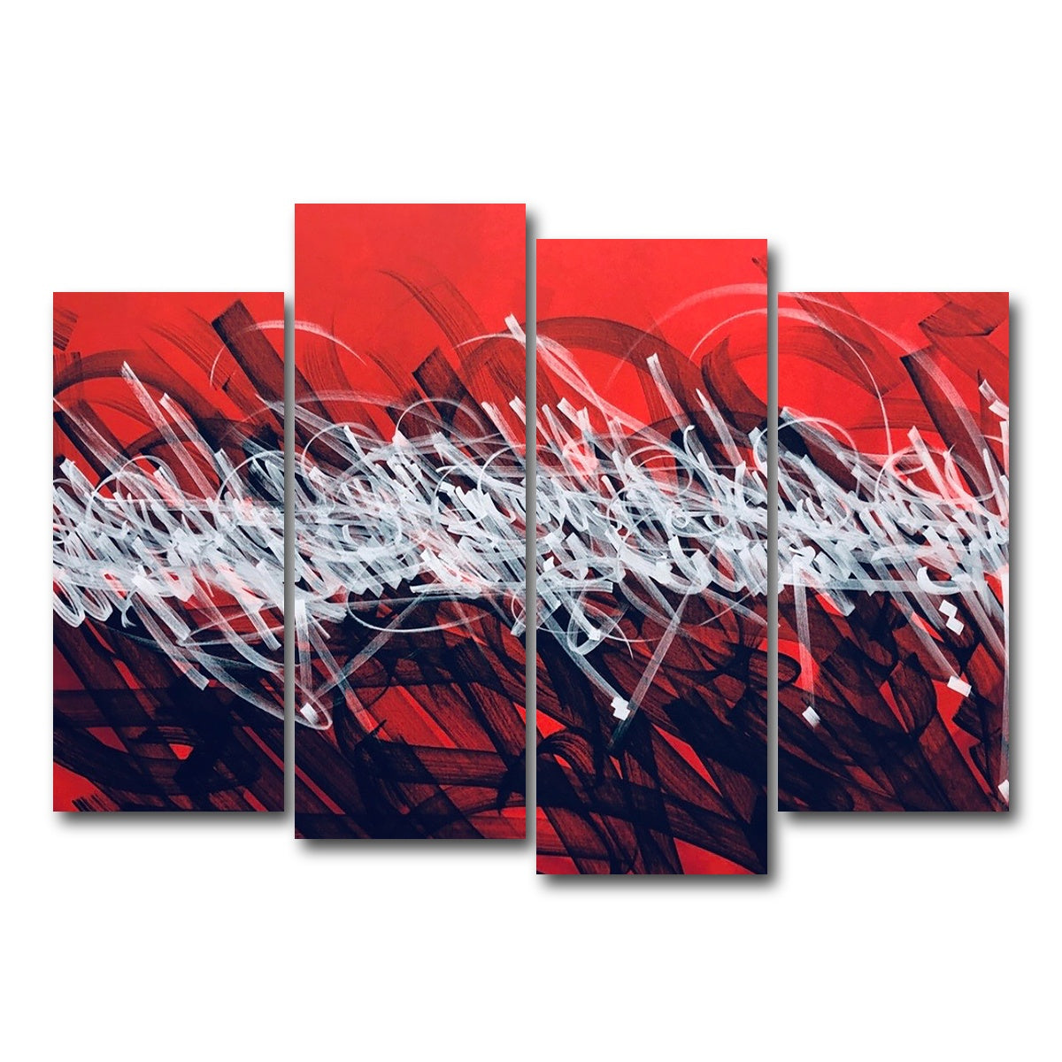 AUTO-MOCKUP WHITE | Bash Red | 4 Piece | Gallery Wrap Canvas | group=4_normal