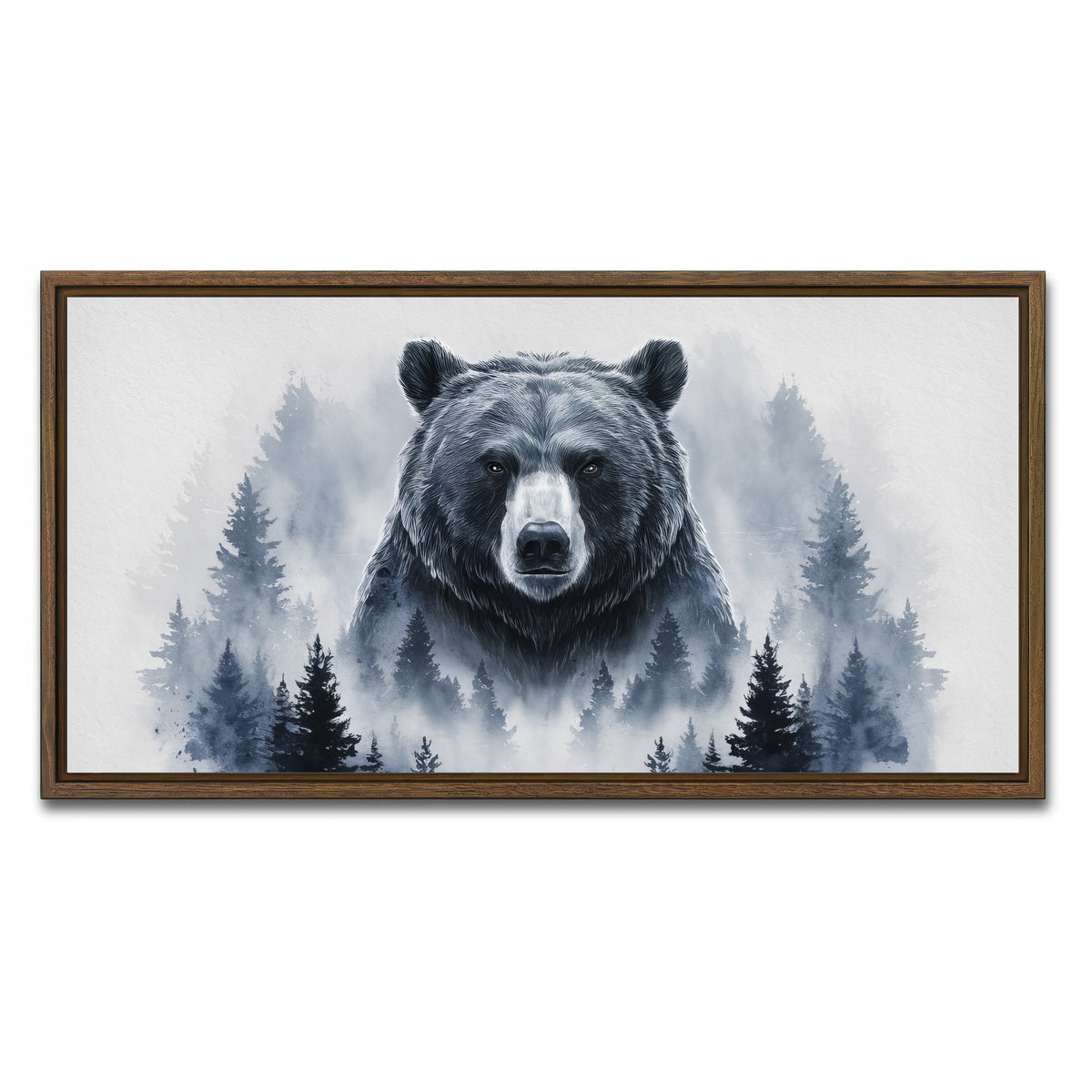 AUTO-MOCKUP WHITE | Bear Forest | 1 Piece | Walnut Framed Canvas | group=2x1
