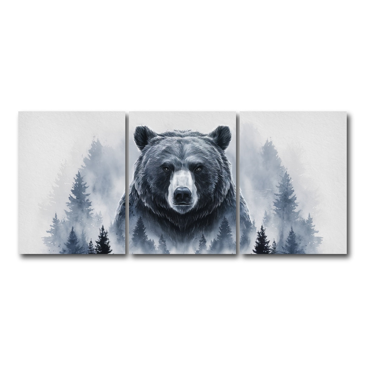 AUTO-MOCKUP WHITE | Bear Forest | 3 Piece | Gallery Wrap Canvas | group=18x24