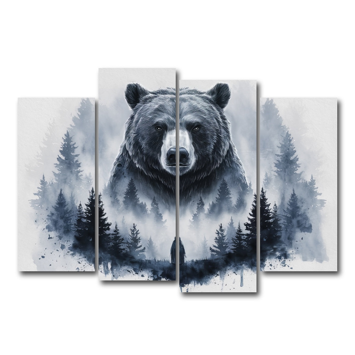 AUTO-MOCKUP WHITE | Bear Forest | 4 Piece | Gallery Wrap Canvas | group=4_normal